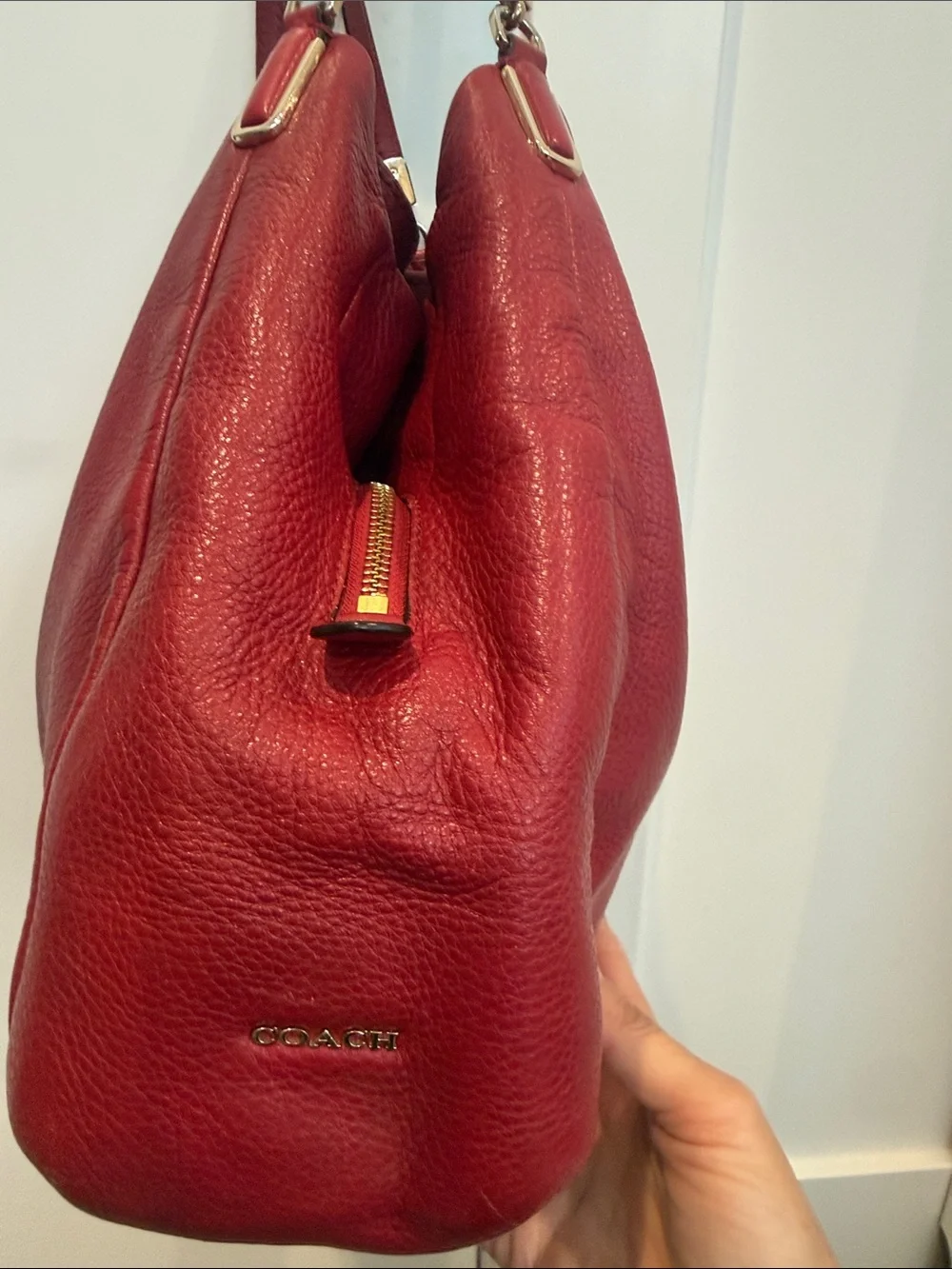 Coach Red Leather Shoulder Bag
